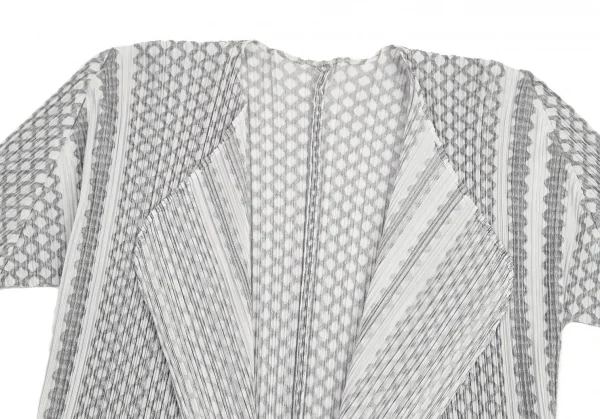 プリーツプリーズPLEATS PLEASE マルチラインストライプカーディガン グレー濃淡3 K-94828_003