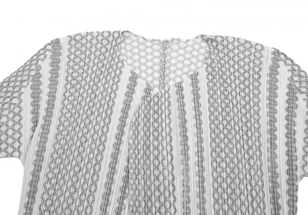 プリーツプリーズPLEATS PLEASE マルチラインストライプカーディガン グレー濃淡3 K-94828_004