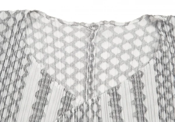 プリーツプリーズPLEATS PLEASE マルチラインストライプカーディガン グレー濃淡3 K-94828_005