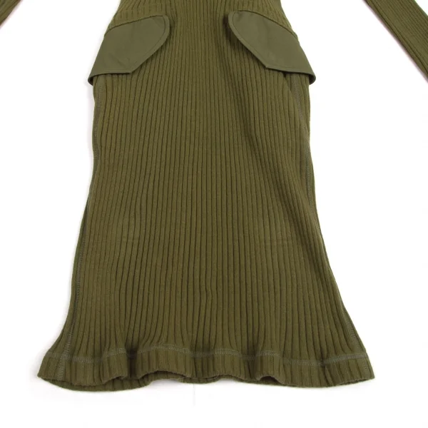 ジュンヤワタナベ コムデギャルソンJUNYA WATANABE COMME des GARCONS ファーフード付きコマンドニットワンピース カーキS K-94855_009