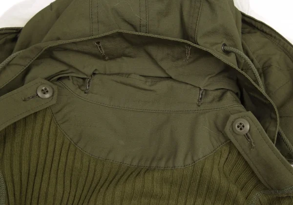 ジュンヤワタナベ コムデギャルソンJUNYA WATANABE COMME des GARCONS ファーフード付きコマンドニットワンピース カーキS K-94855_014