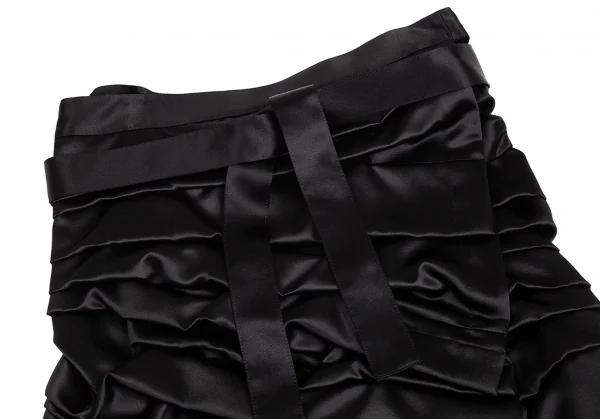 コムデギャルソンCOMME des GARCONS シルクウールサテンティアードギャザーラップスカート 黒S K-94866_003