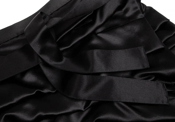 コムデギャルソンCOMME des GARCONS シルクウールサテンティアードギャザーラップスカート 黒S K-94866_004