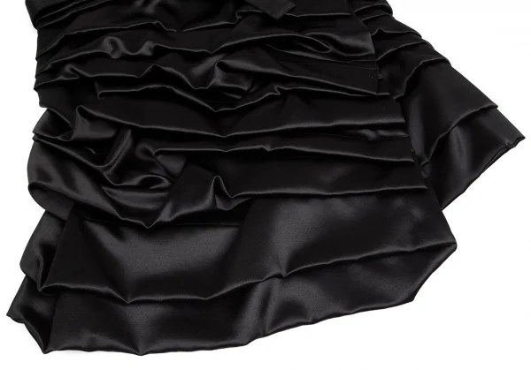 コムデギャルソンCOMME des GARCONS シルクウールサテンティアードギャザーラップスカート 黒S K-94866_005