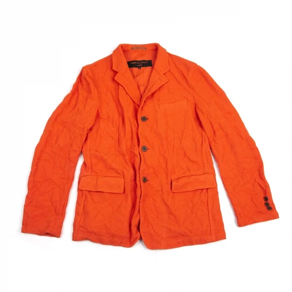 コムデギャルソン オムCOMME des GARCONS HOMME 製品染めシワ加工メッシュテーラードジャケット オレンジM K-94868_001