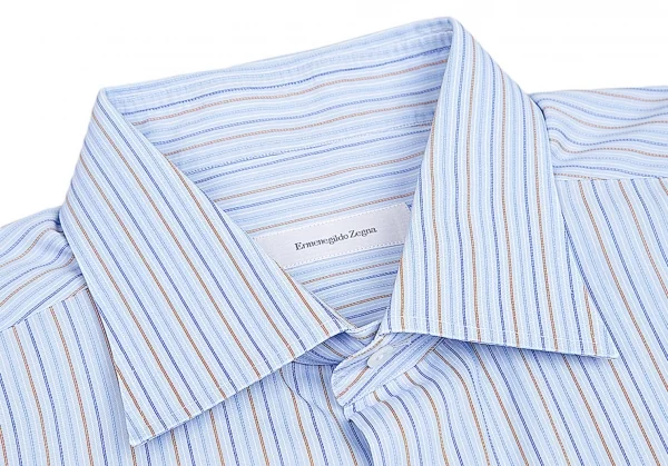 エルメネジルドゼニアErmenegildo Zegna マルチピンストライプ長袖シャツ 水色L位 K-94882_003