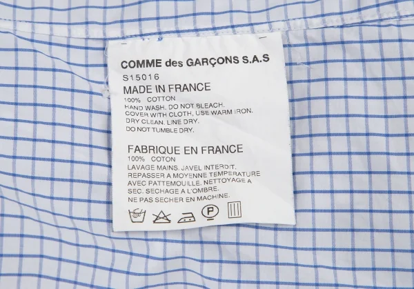 コムデギャルソン シャツCOMME des GARCONS SHIRT ウインドウチェックホックシャツ 白青M K-94888_018