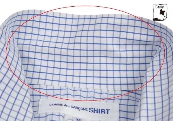 コムデギャルソン シャツCOMME des GARCONS SHIRT ウインドウチェックホックシャツ 白青M K-94888_006