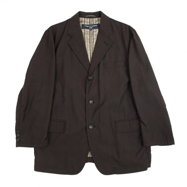 コムデギャルソン オムCOMME des GARCONS HOMME 裏ストライプパッカリングウールジャケット ダークブラウンL K-94894_001
