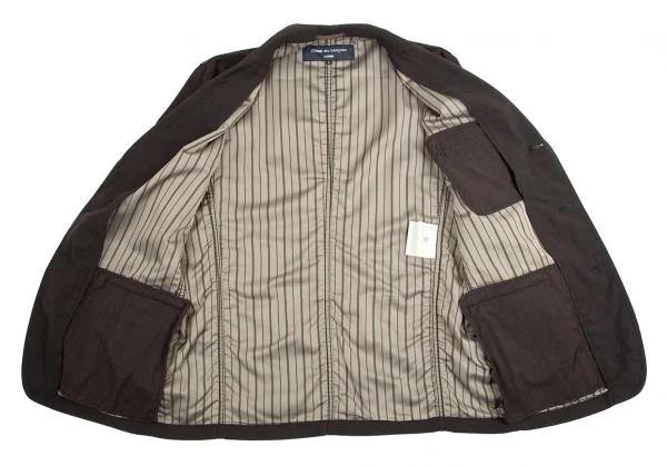 コムデギャルソン オムCOMME des GARCONS HOMME 裏ストライプパッカリングウールジャケット ダークブラウンL K-94894_010