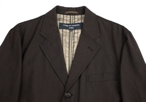 コムデギャルソン オムCOMME des GARCONS HOMME 裏ストライプパッカリングウールジャケット ダークブラウンL K-94894_002