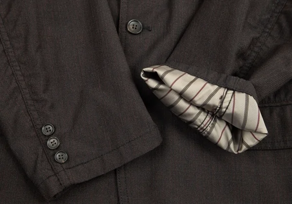 コムデギャルソン オムCOMME des GARCONS HOMME 裏ストライプパッカリングウールジャケット ダークブラウンL K-94894_007
