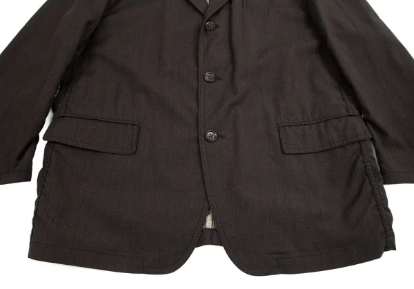 コムデギャルソン オムCOMME des GARCONS HOMME 裏ストライプパッカリングウールジャケット ダークブラウンL K-94894_008
