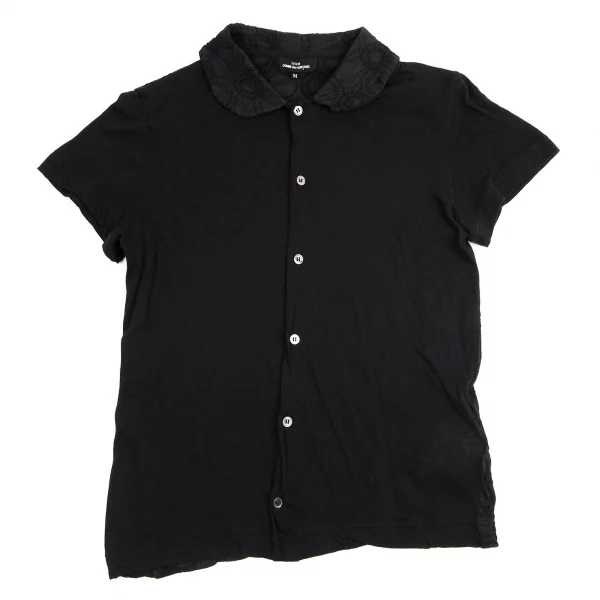 トリココムデギャルソンtricot COMME des GARCONSバックサークルステッチ刺繍天竺半袖ブラウス 黒M K-94925_002