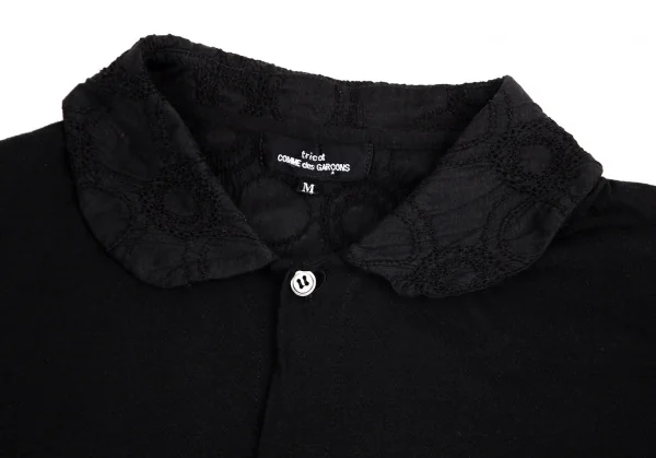 トリココムデギャルソンtricot COMME des GARCONSバックサークルステッチ刺繍天竺半袖ブラウス 黒M K-94925_003