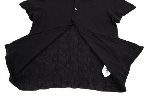 トリココムデギャルソンtricot COMME des GARCONSバックサークルステッチ刺繍天竺半袖ブラウス 黒M K-94925_007