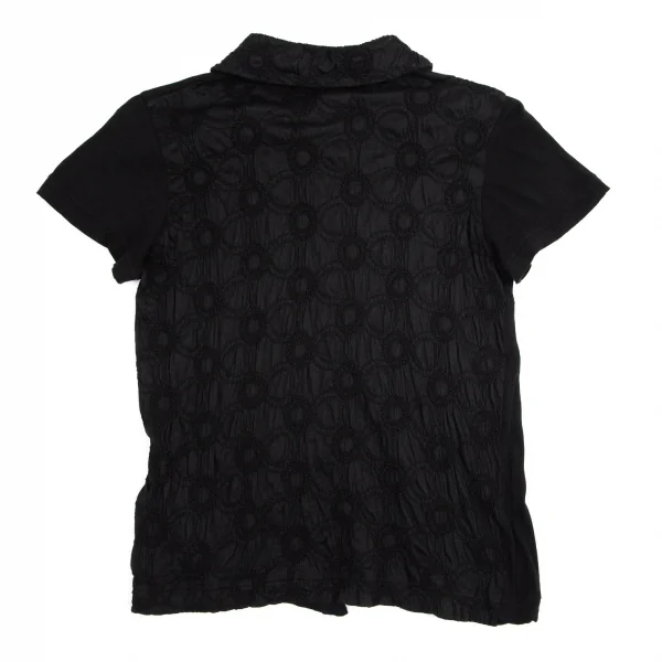 トリココムデギャルソンtricot COMME des GARCONSバックサークルステッチ刺繍天竺半袖ブラウス 黒M K-94925_008