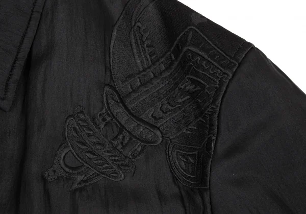 ヨウジヤマモト プールオムYohji Yamamoto POUR HOMME シルクガネーシャ刺繍中綿ジャケット 黒M K-94988_003