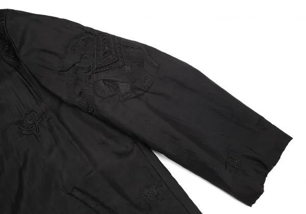 ヨウジヤマモト プールオムYohji Yamamoto POUR HOMME シルクガネーシャ刺繍中綿ジャケット 黒M K-94988_005