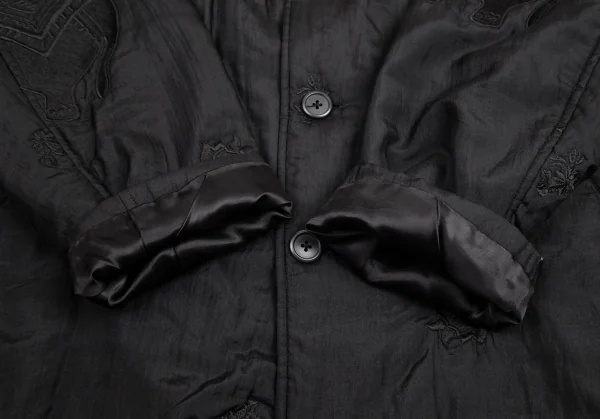 ヨウジヤマモト プールオムYohji Yamamoto POUR HOMME シルクガネーシャ刺繍中綿ジャケット 黒M K-94988_010