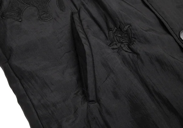 ヨウジヤマモト プールオムYohji Yamamoto POUR HOMME シルクガネーシャ刺繍中綿ジャケット 黒M K-94988_012