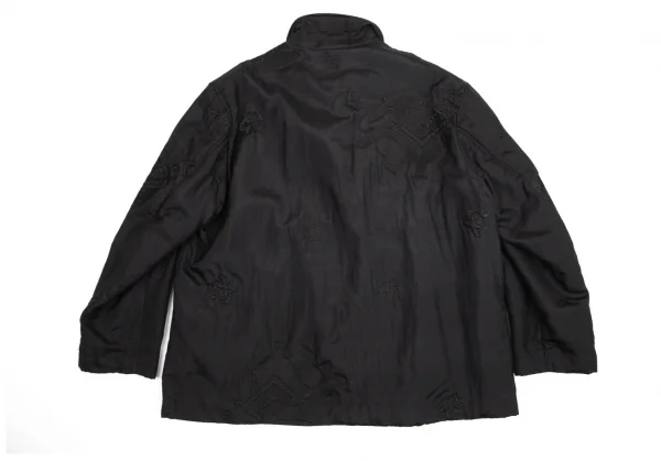 ヨウジヤマモト プールオムYohji Yamamoto POUR HOMME シルクガネーシャ刺繍中綿ジャケット 黒M K-94988_014