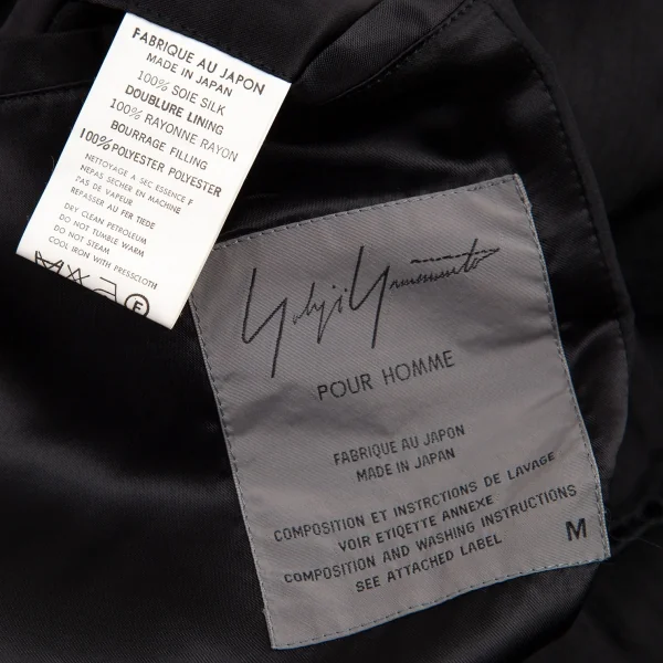 ヨウジヤマモト プールオムYohji Yamamoto POUR HOMME シルクガネーシャ刺繍中綿ジャケット 黒M K-94988_017
