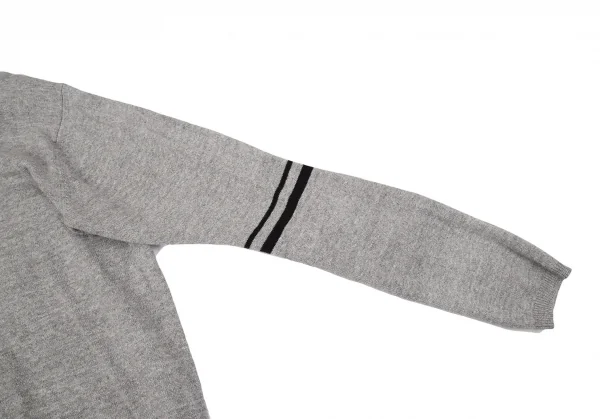 ヨウジヤマモト プールオムYohji Yamamoto POUR HOMME 変形エルボーデザインクルーネックニット グレー3 K-95000_006