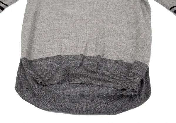 ヨウジヤマモト プールオムYohji Yamamoto POUR HOMME 変形エルボーデザインクルーネックニット グレー3 K-95000_010
