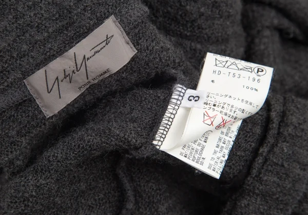 ヨウジヤマモト プールオムYohji Yamamoto POUR HOMME ウールニットロングシャツ グレー3 K-95001_014