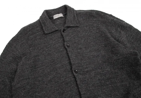ヨウジヤマモト プールオムYohji Yamamoto POUR HOMME ウールニットロングシャツ グレー3 K-95001_002