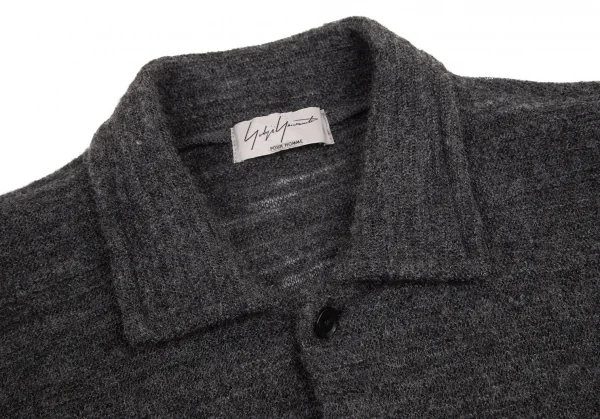 ヨウジヤマモト プールオムYohji Yamamoto POUR HOMME ウールニットロングシャツ グレー3 K-95001_003