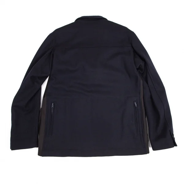 ヨウジヤマモト プールオムYohji Yamamoto POUR HOMME フロントタクティカルポケット切替ジャケット 紺黒3 K-95012_011