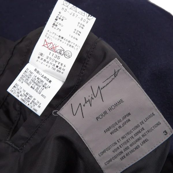 ヨウジヤマモト プールオムYohji Yamamoto POUR HOMME フロントタクティカルポケット切替ジャケット 紺黒3 K-95012_016
