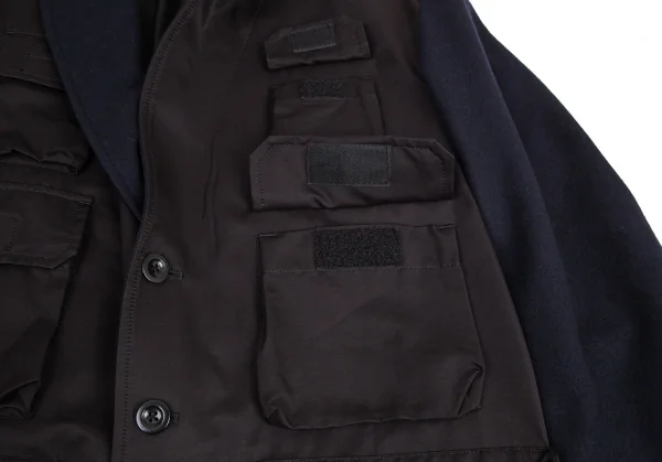 ヨウジヤマモト プールオムYohji Yamamoto POUR HOMME フロントタクティカルポケット切替ジャケット 紺黒3 K-95012_004