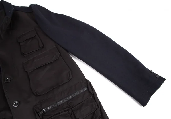 ヨウジヤマモト プールオムYohji Yamamoto POUR HOMME フロントタクティカルポケット切替ジャケット 紺黒3 K-95012_005