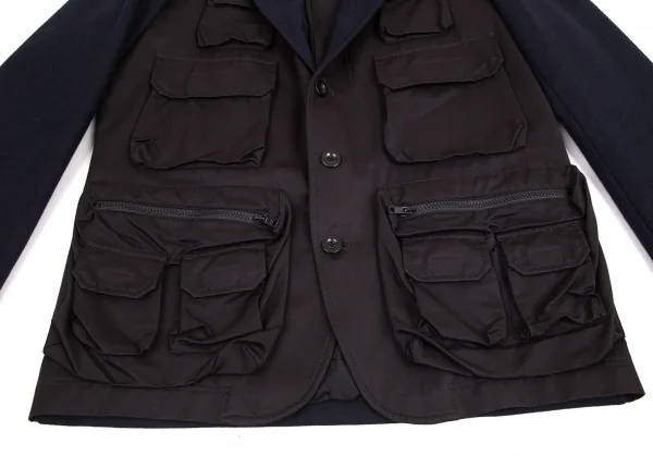 ヨウジヤマモト プールオムYohji Yamamoto POUR HOMME フロントタクティカルポケット切替ジャケット 紺黒3 K-95012_008