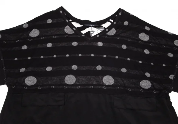リミフゥLIMI feu ドットジャガード切替ビッグシルエットワンピース 黒S K-95062_003