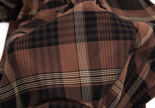 イッセイミヤケISSEY MIYAKEベルト付きチェックワイドパンツ 茶黒M K-95064_012