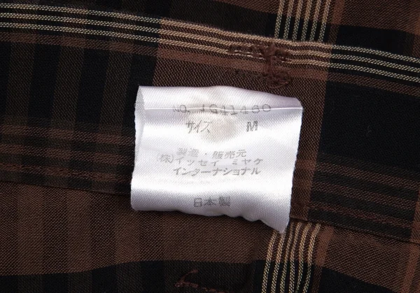 イッセイミヤケISSEY MIYAKEベルト付きチェックワイドパンツ 茶黒M K-95064_015