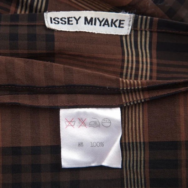 イッセイミヤケISSEY MIYAKEチェックデザインセットアップ 茶黒M K-95065_010