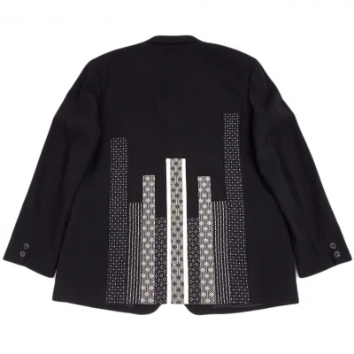 ヨウジヤマモト プールオムYohji Yamamoto POUR HOMMEバックジャパニーズファブリック貼り付けデザインジャケット