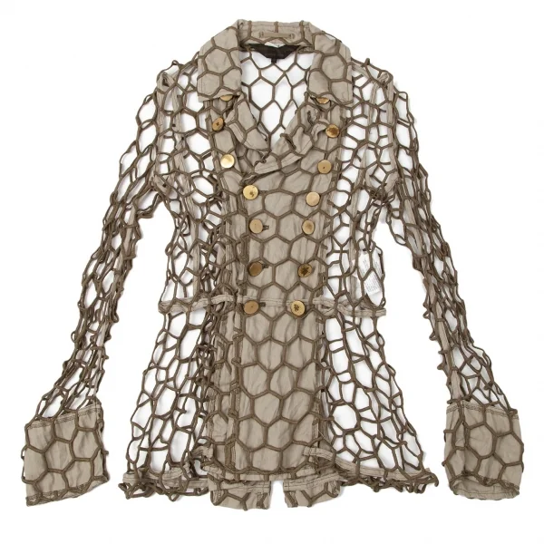 コムデギャルソン オムプリュスCOMME des GARCONS HOMME PLUS ヘキサゴンメッシュデザインジャケット カーキXS K-95122_001