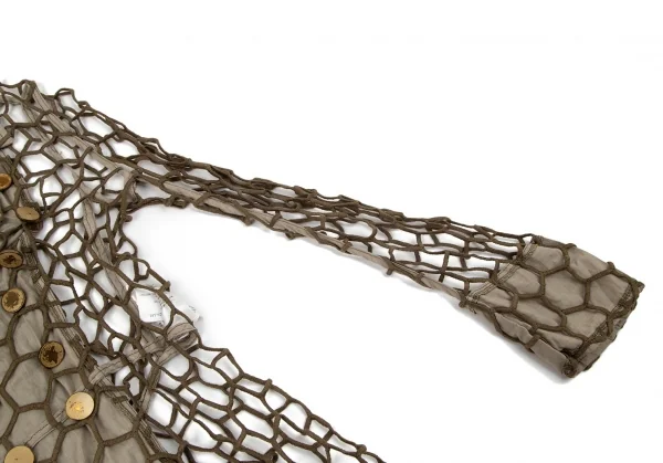 コムデギャルソン オムプリュスCOMME des GARCONS HOMME PLUS ヘキサゴンメッシュデザインジャケット カーキXS K-95122_006