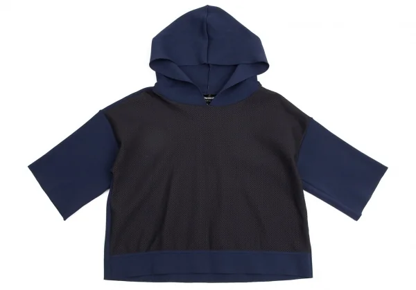 エンポリオ アルマーニEMPORIO ARMANI メッシュ切替フードカットソー 青黒46 K-95130_002