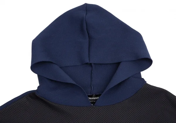 エンポリオ アルマーニEMPORIO ARMANI メッシュ切替フードカットソー 青黒46 K-95130_003