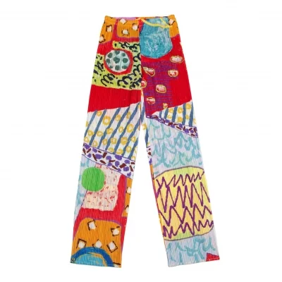 プリーツプリーズPLEATS PLEASE アートプリントカラフルパンツ マルチ