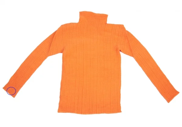 イッセイミヤケISSEY MIYAKE PLEATS(T.)  ブロックプリーツハイネックカットソー オレンジ3 K-95175_012
