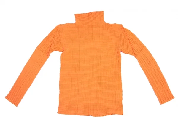 イッセイミヤケISSEY MIYAKE PLEATS(T.)  ブロックプリーツハイネックカットソー オレンジ3 K-95175_002