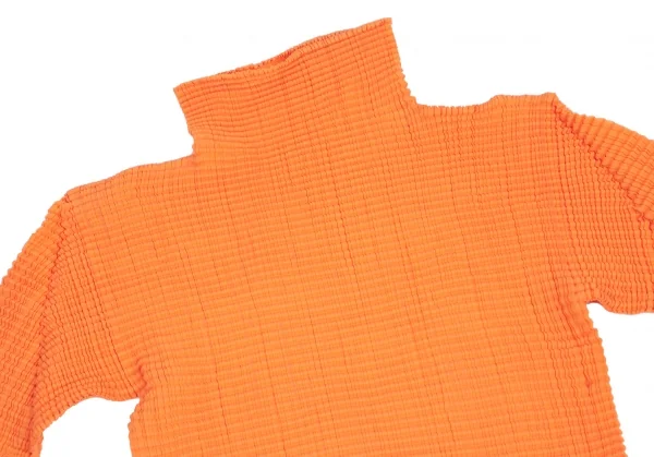 イッセイミヤケISSEY MIYAKE PLEATS(T.)  ブロックプリーツハイネックカットソー オレンジ3 K-95175_003